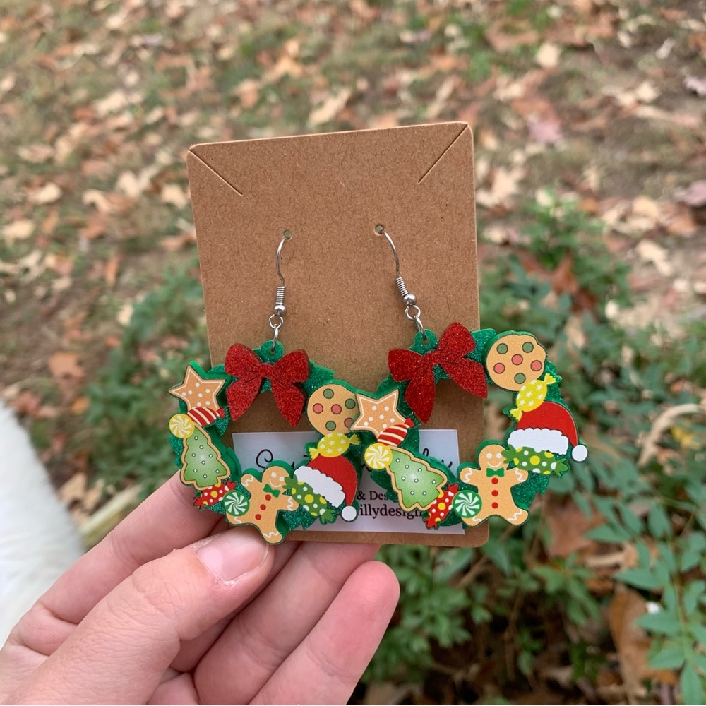 Christmas Wreath Christmas Earrings